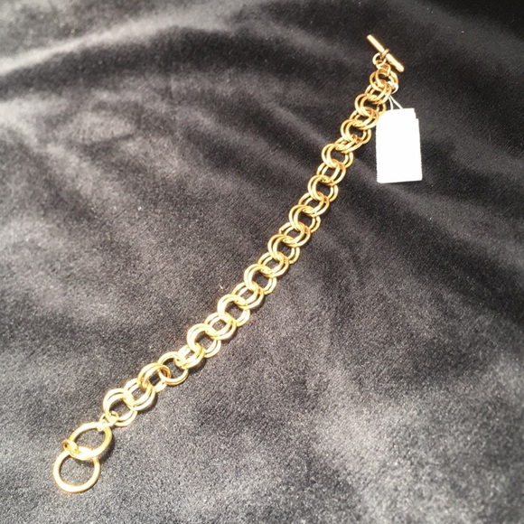 New Kendra Scott Double Link Bracelet with 3 Gold Tone Charm Accessories - Picture 2 of 11